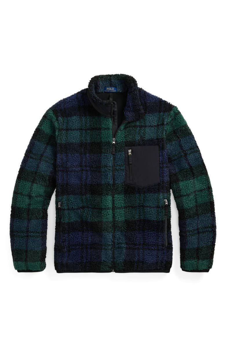 Polo Ralph Lauren Plaid High Pile Fleece Full Zip Jacket, Alternate, color, Heritage Blackwatch