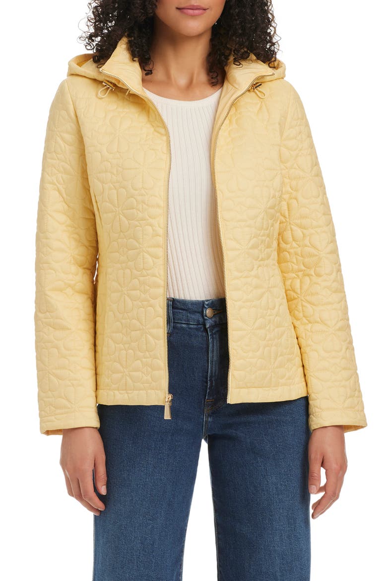 short spade flower quilted jacket, Alternate, color, BUTTER