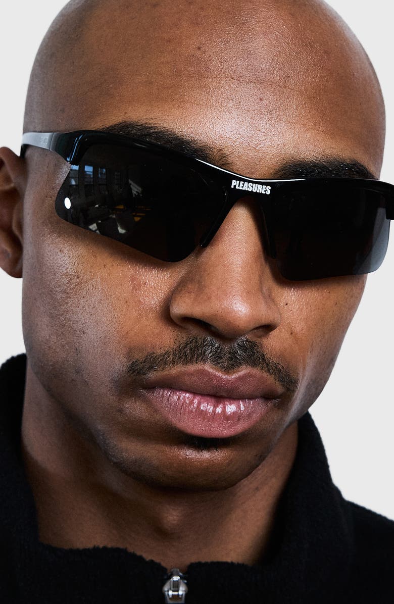 PLEASURES x Akila Active Semi Rimless Rectangular Sunglasses, Alternate, color, Black