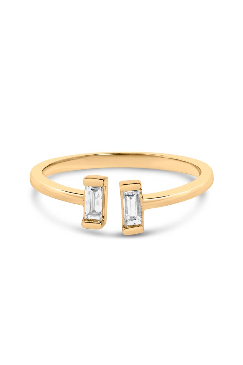 14K Yellow Gold Plated Sterling Silver 1/5 Ctw Baguette Diamond Open Band Ring, Main, color, Yellow Gold over Silver