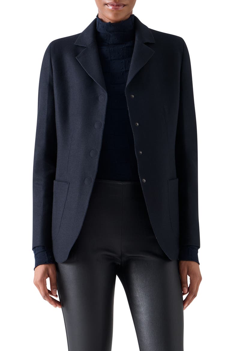 Double Knit Jersey Tailored Blazer, Main, color, NAVY