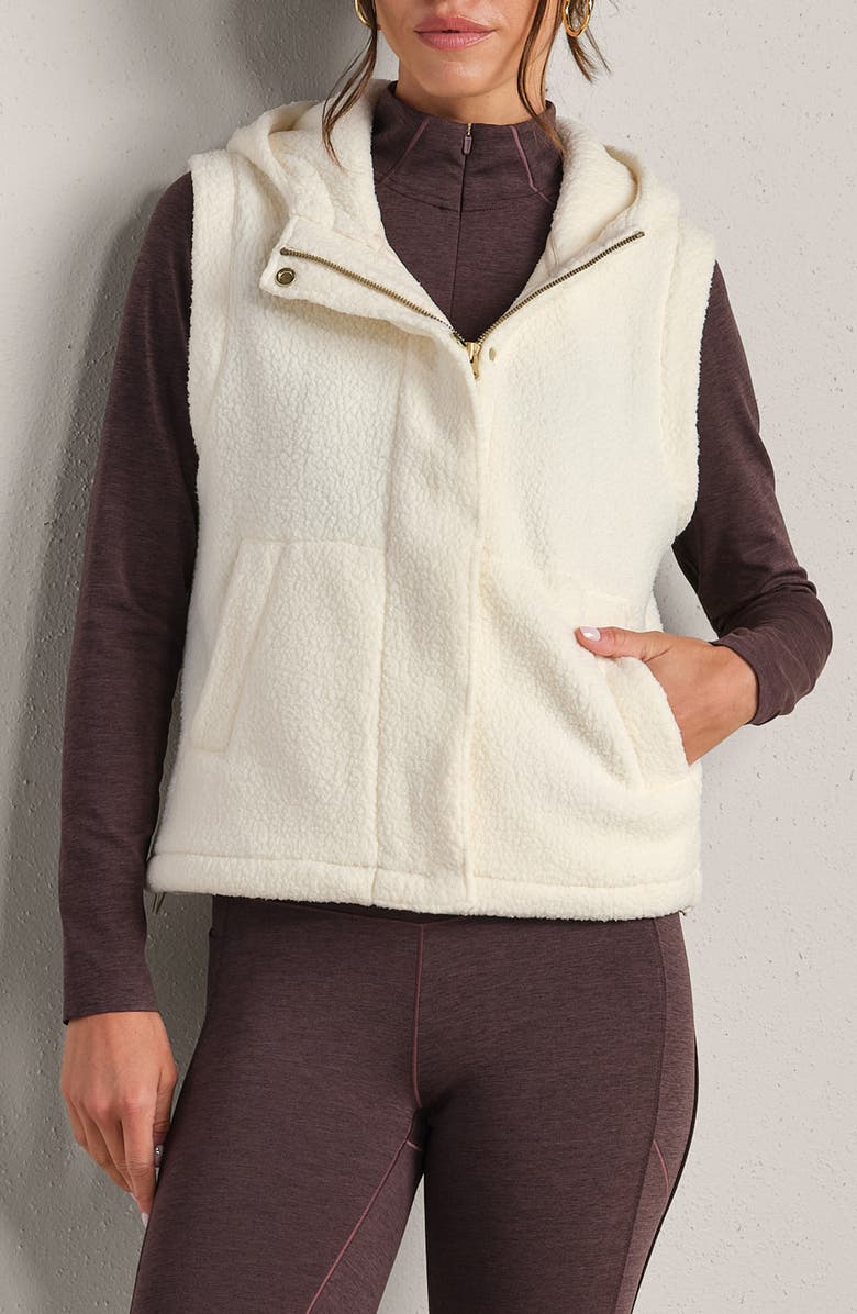 Rhone Aloft Fleece Hooded Vest, Main, color, Ivory