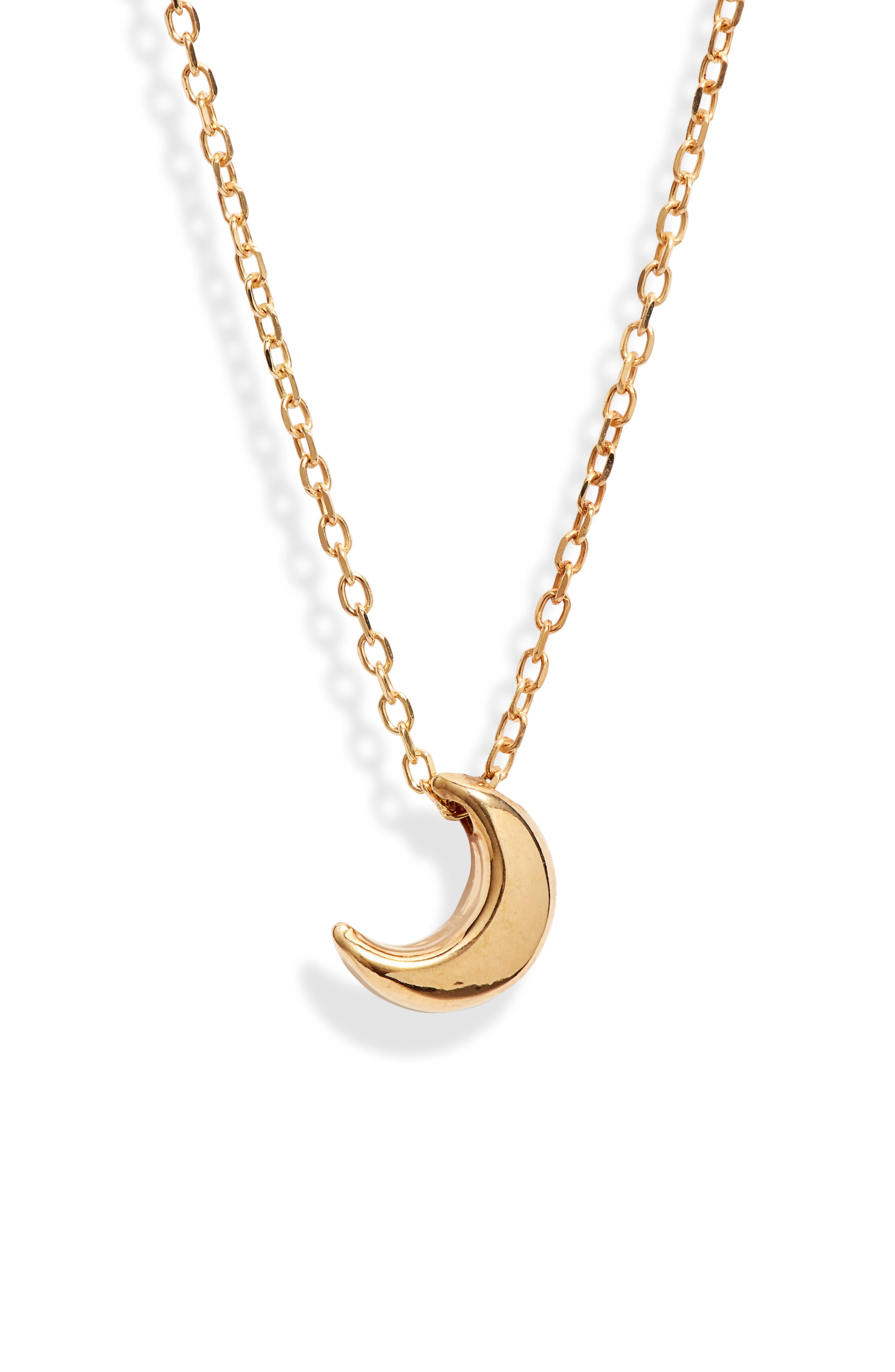 14K Gold Moon Pendant Necklace