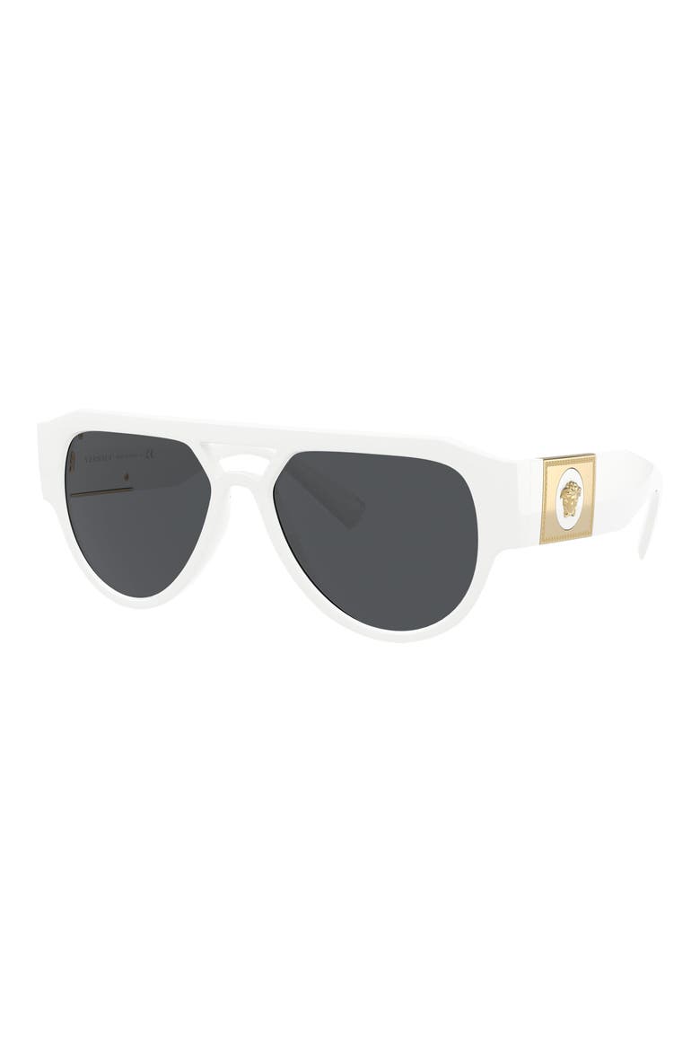 57mm Pilot Sunglasses, Alternate, color, WHITE/ DARK GREY