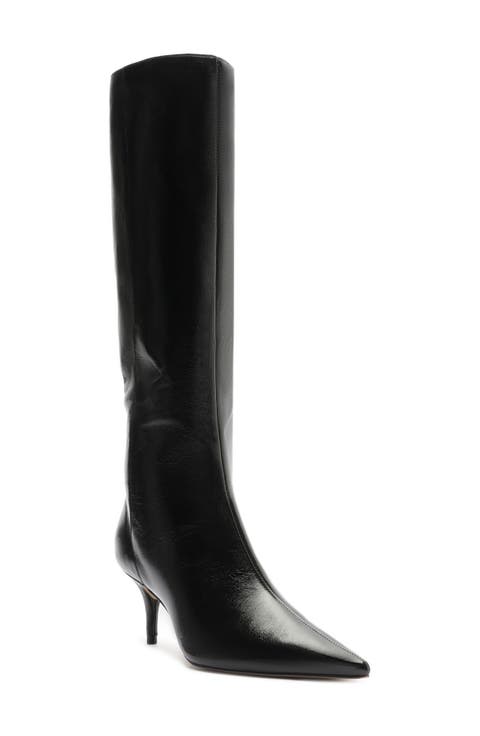 Sasha Pointed Toe Knee High Boot (Women) (Narrow Calf)