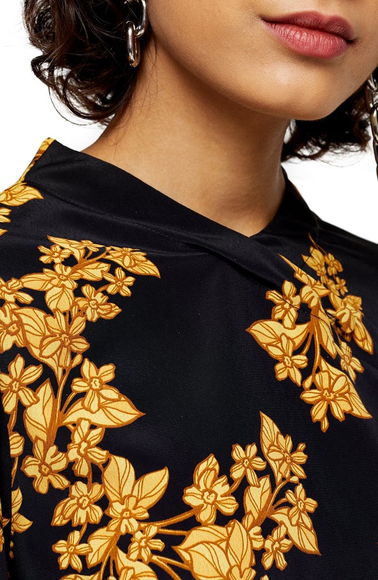 Topshop Floral Print Long Sleeve Minidress, Alternate, color, 