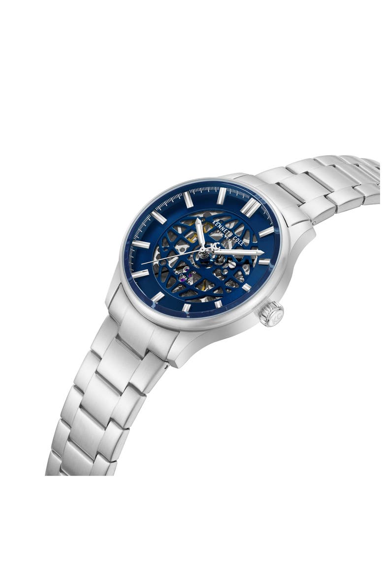 The Thompson Skeleton Automatic Bracelet Watch, 43.5mm, Alternate, color, SILVER