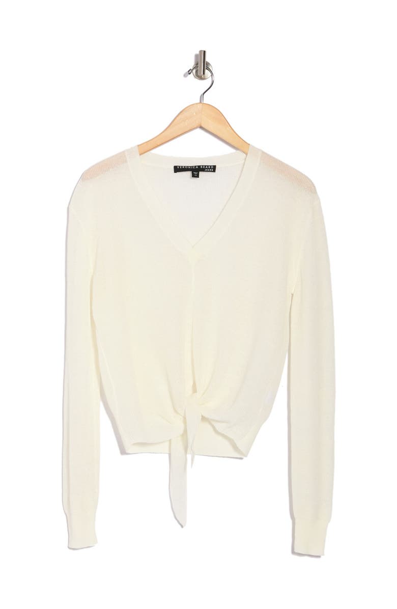 Veronica Beard Arthur Tie Hem Linen Blend Sweater, Alternate, color,