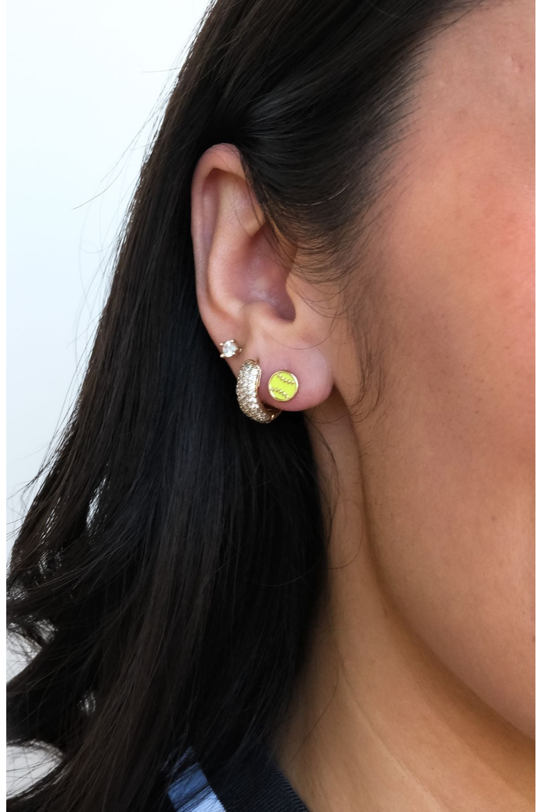 Softball Stud Earrings, Alternate, color, Clear / Gold Metal