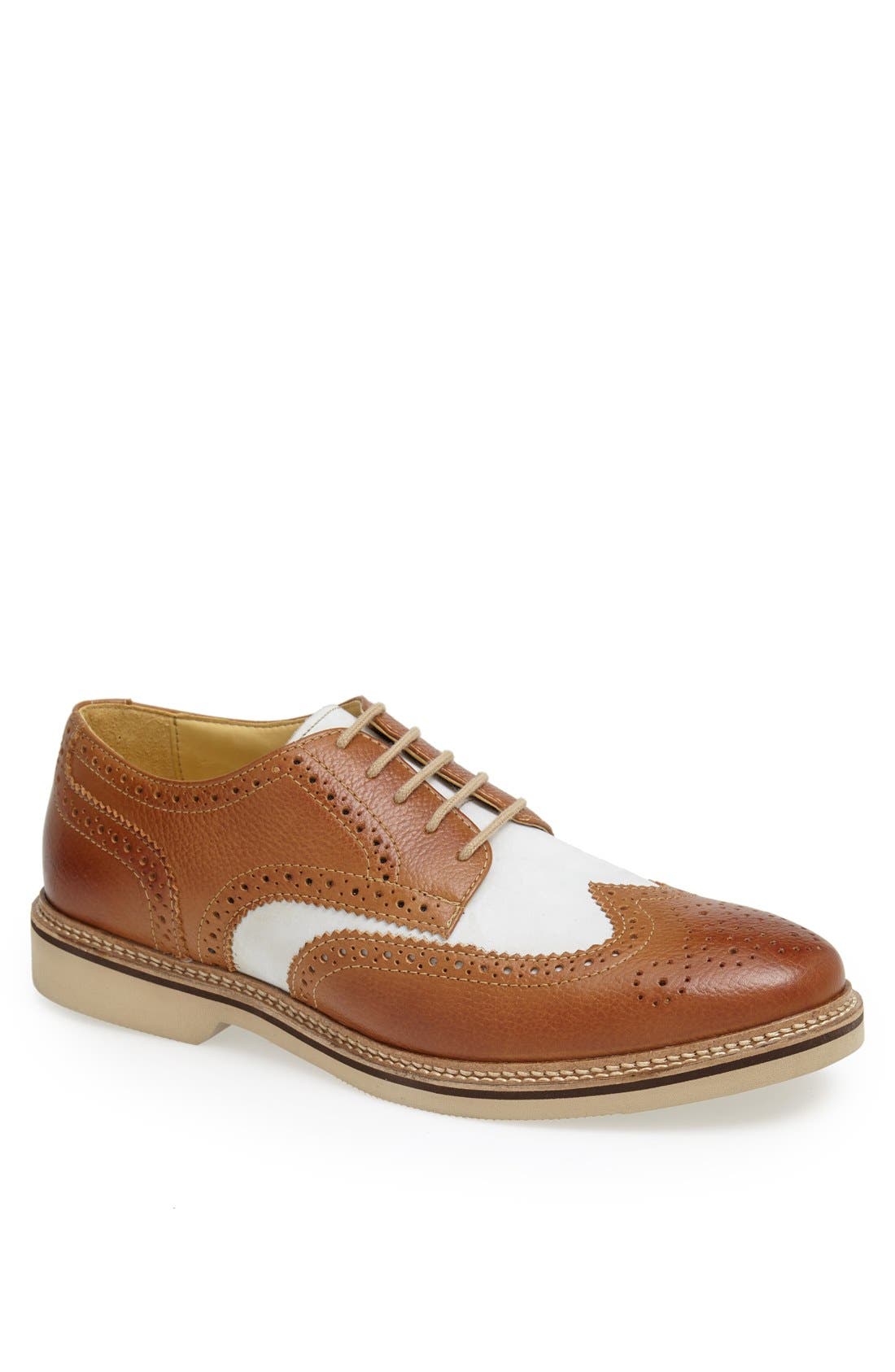 'Wing It' Leather Spectator Oxford, Main, color, CHILI/ WHITE