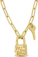 DELMAR Lock & Key Paperclip Link Necklace