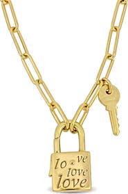 DELMAR Lock & Key Paperclip Link Necklace