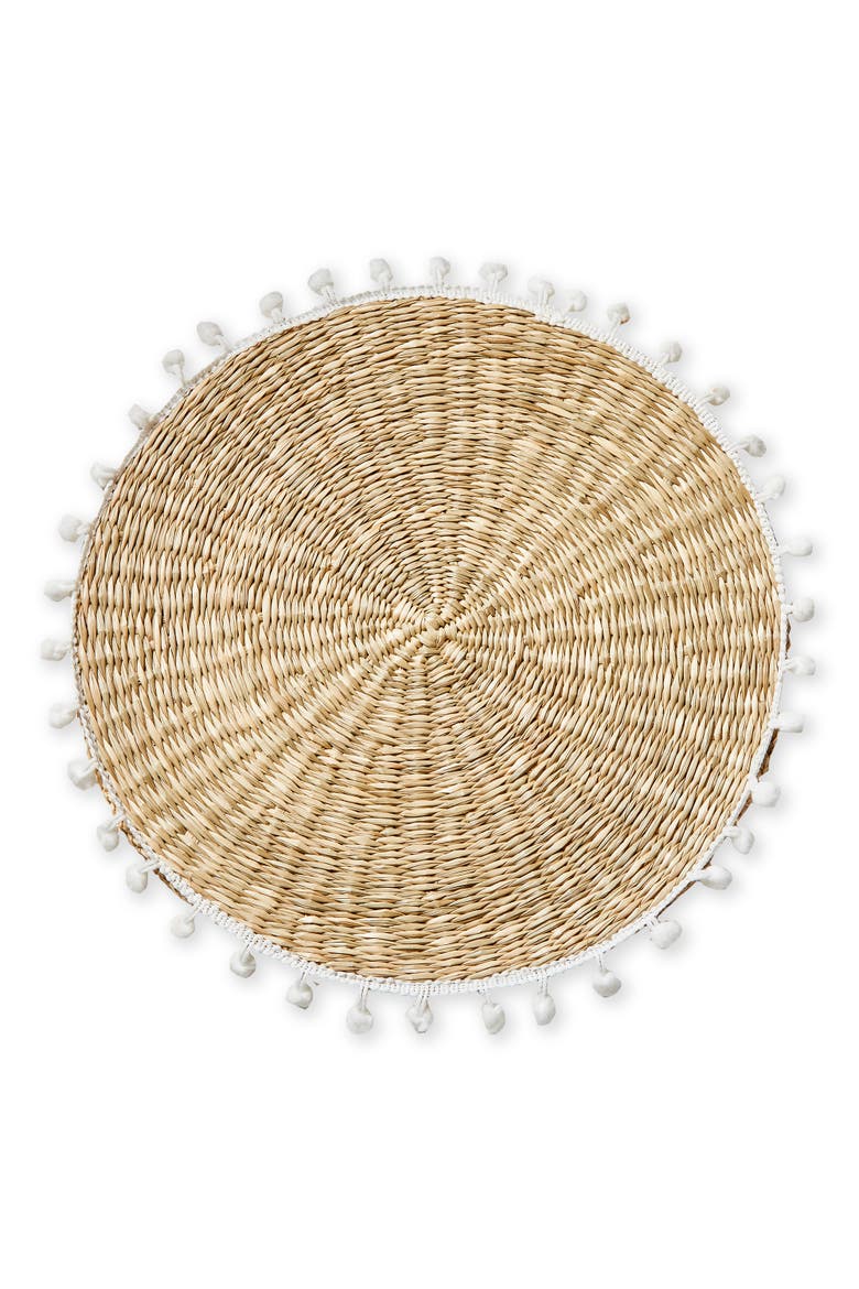Pompom Placemat White Multi White Multi Seagrass Everyday,Summer, Main, color, White