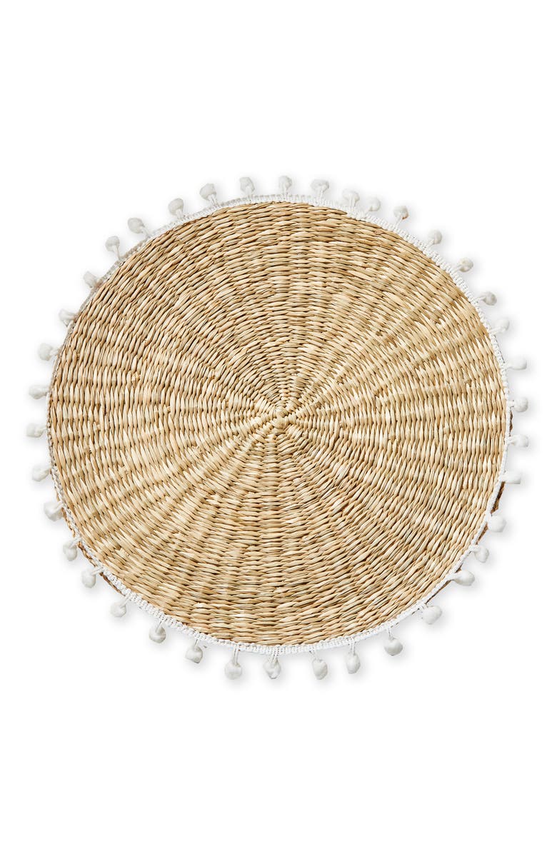 tag Pompom Placemat White Multi White Multi Seagrass Everyday,Summer, Main, color, White