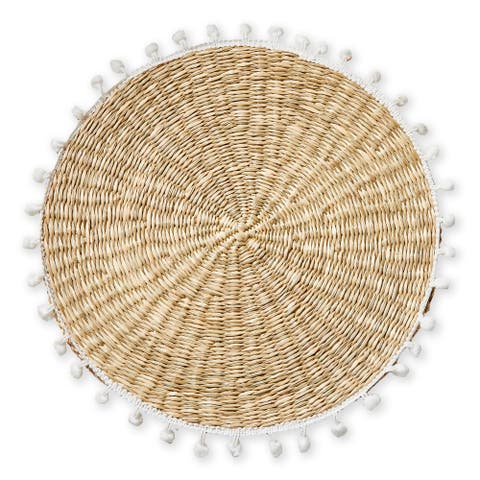 Pompom Placemat White Multi White Multi Seagrass Everyday,Summer