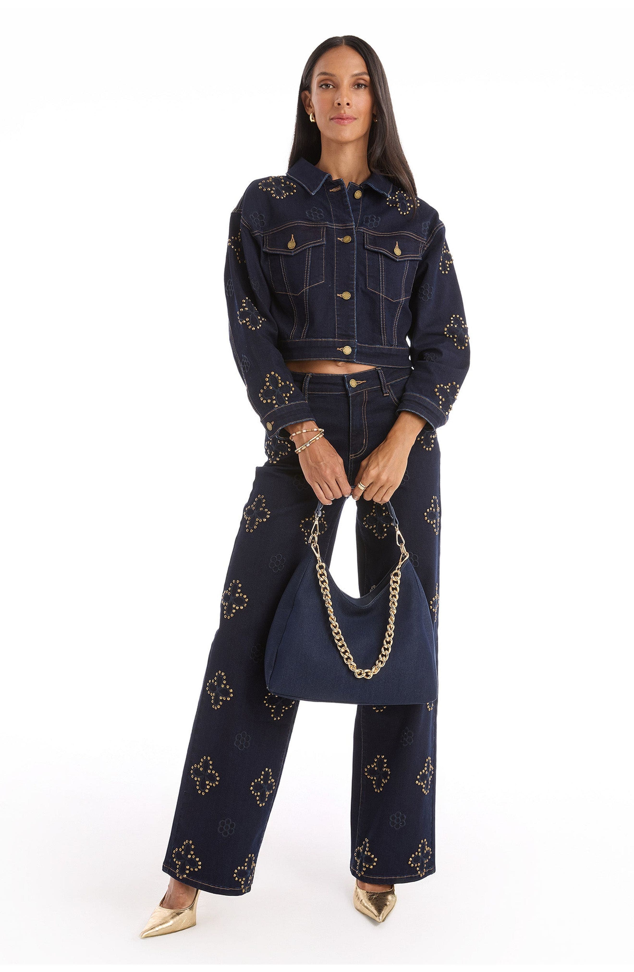 The Noli Shop Tribeca Chain Denim Bag, Alternate, color, Indigo Denim