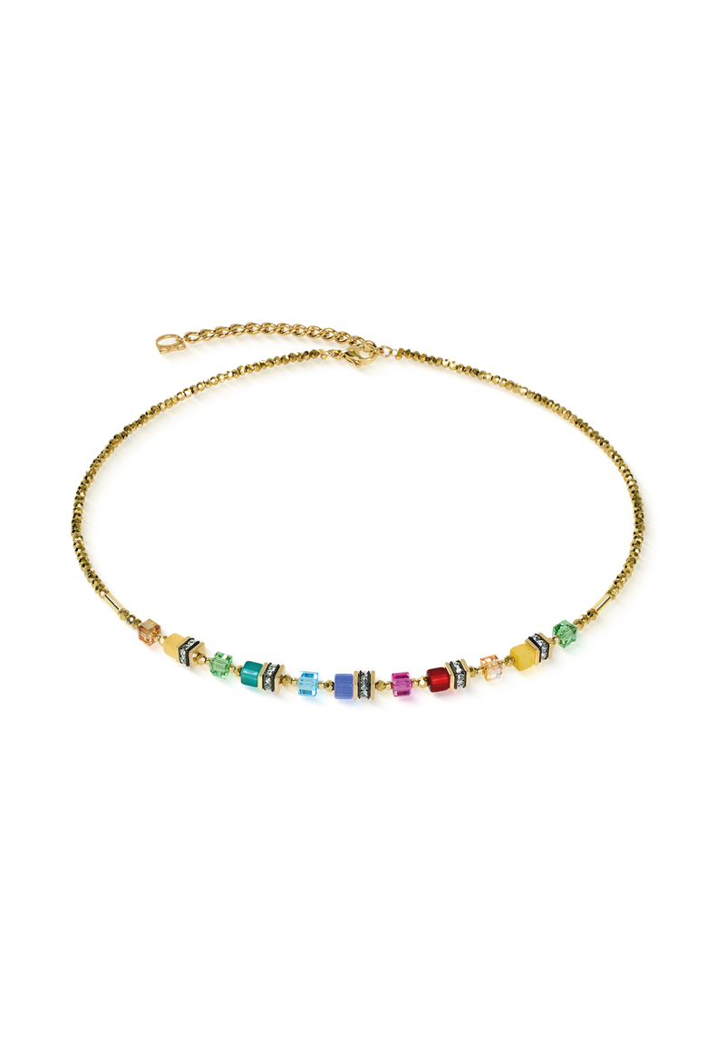 Necklace Mini Cubes multicolor rainbow gold, Main, color, Rainbow Gold