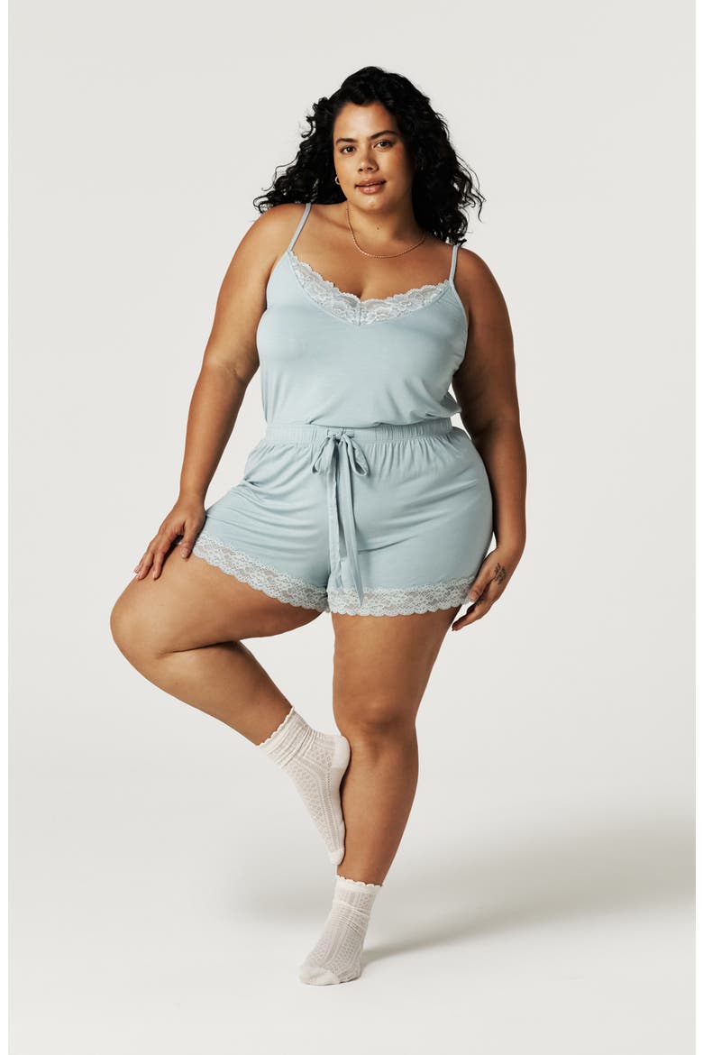 Lace Pajama Shorts, Alternate, color, SHADOW GREEN