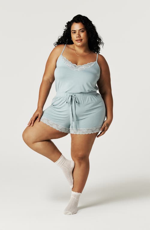Posh Peanut Lace Pajama Shorts In Blue