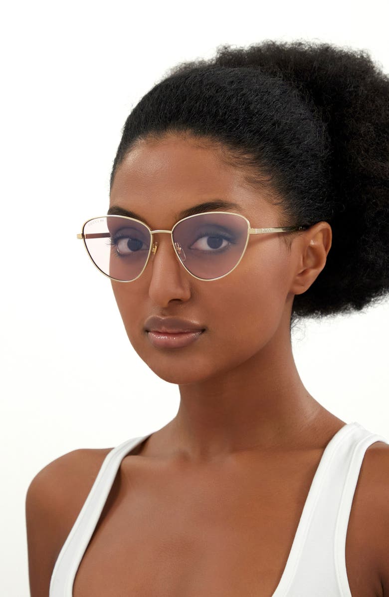 Gucci 58mm Blue & Beyond Cat Eye Sunglasses, Alternate, color, 