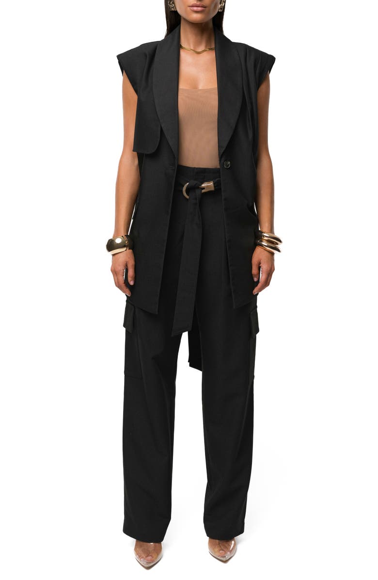 JLUXLABEL Jeanie Belted Vest, Alternate, color, Black