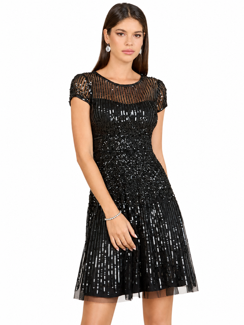 Cap Sleeve Sequin Short Dress