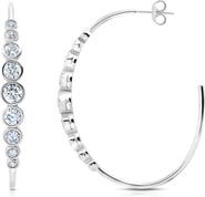 Crislu Cubic Zirconia Bezel Hoop Earrings