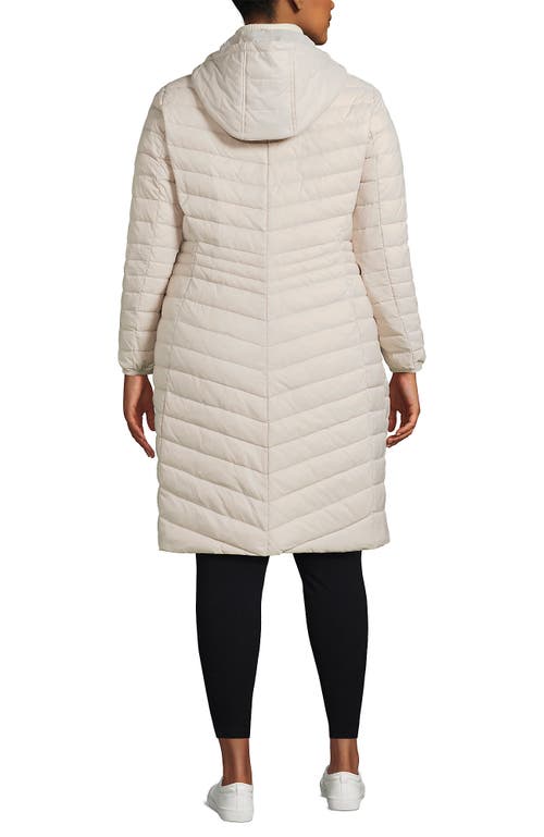 Lands' End Ultralight Packable Long Down Coat In Neutral
