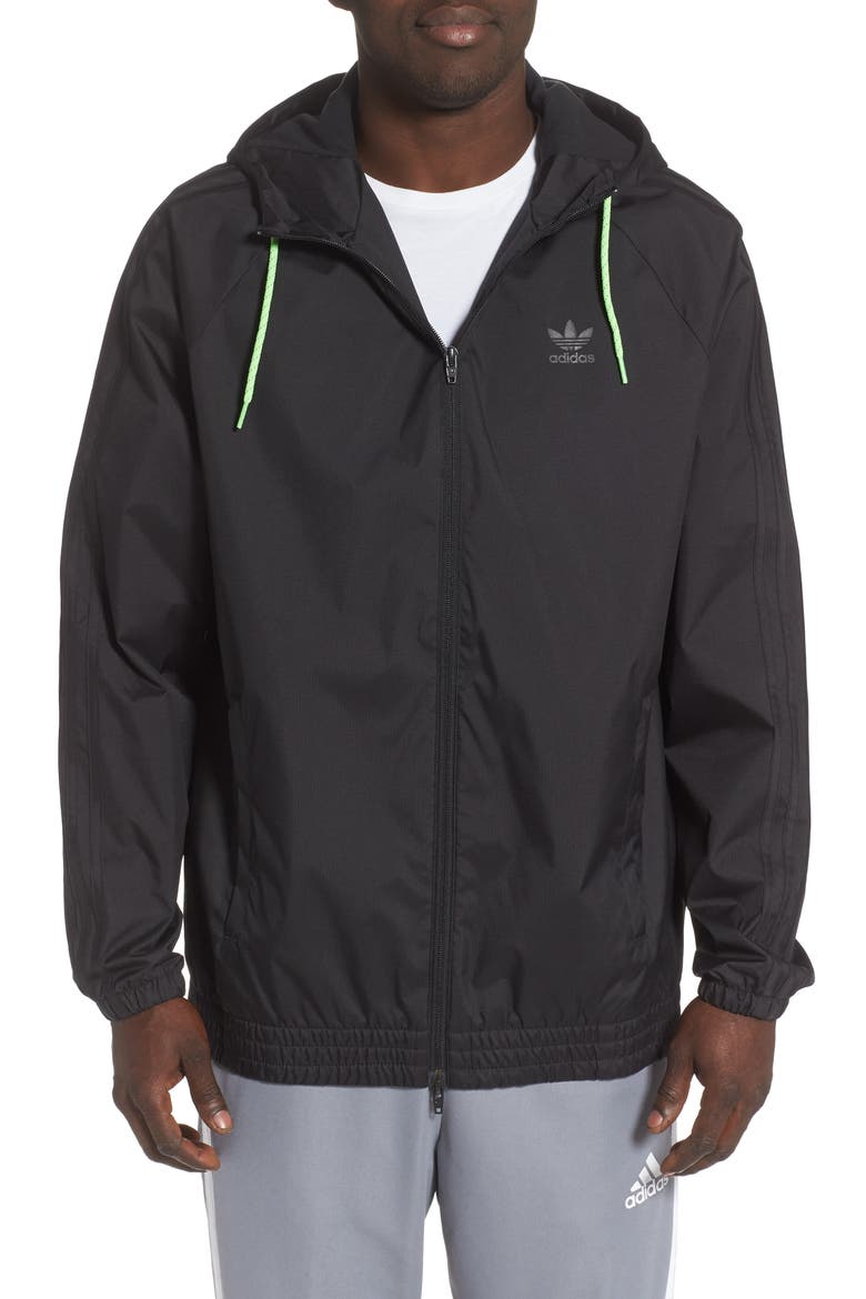 adidas Winterized Windbreaker Water Repellent Jacket, Main, color, BLACK
