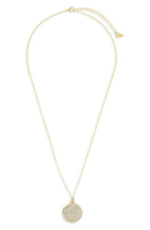 Pav9 Cubic Zirconia Circle Pendant Necklace