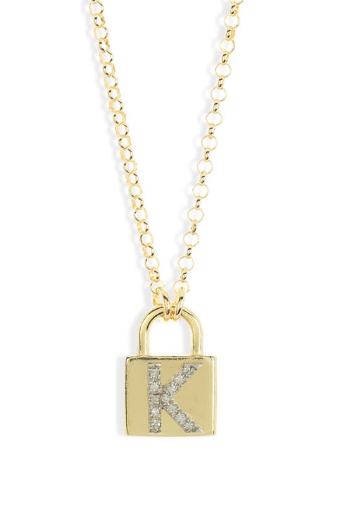 Diamond Padlock Initial Pendant Necklace - 0.12ct.