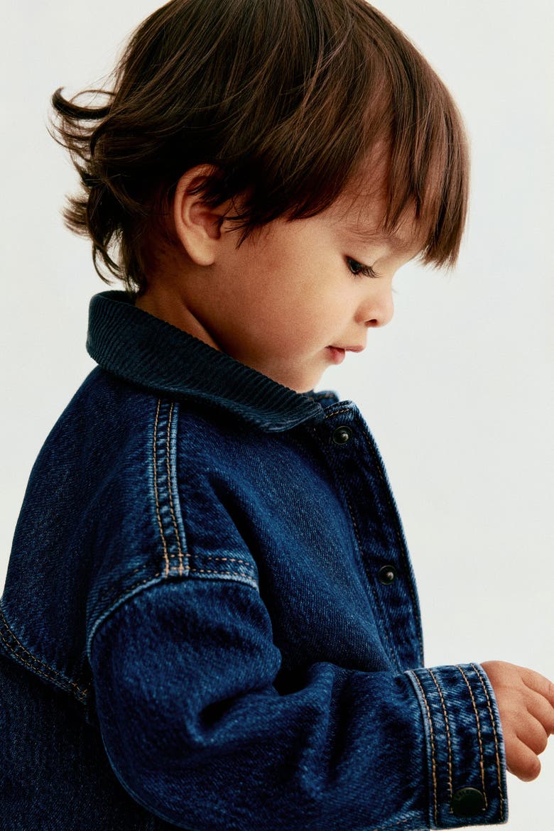 Denim Jacket With Corduroy Collar, Alternate, color, Dark denim blue