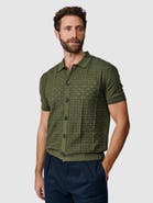Aubin Manor Textured Button Through Polo
