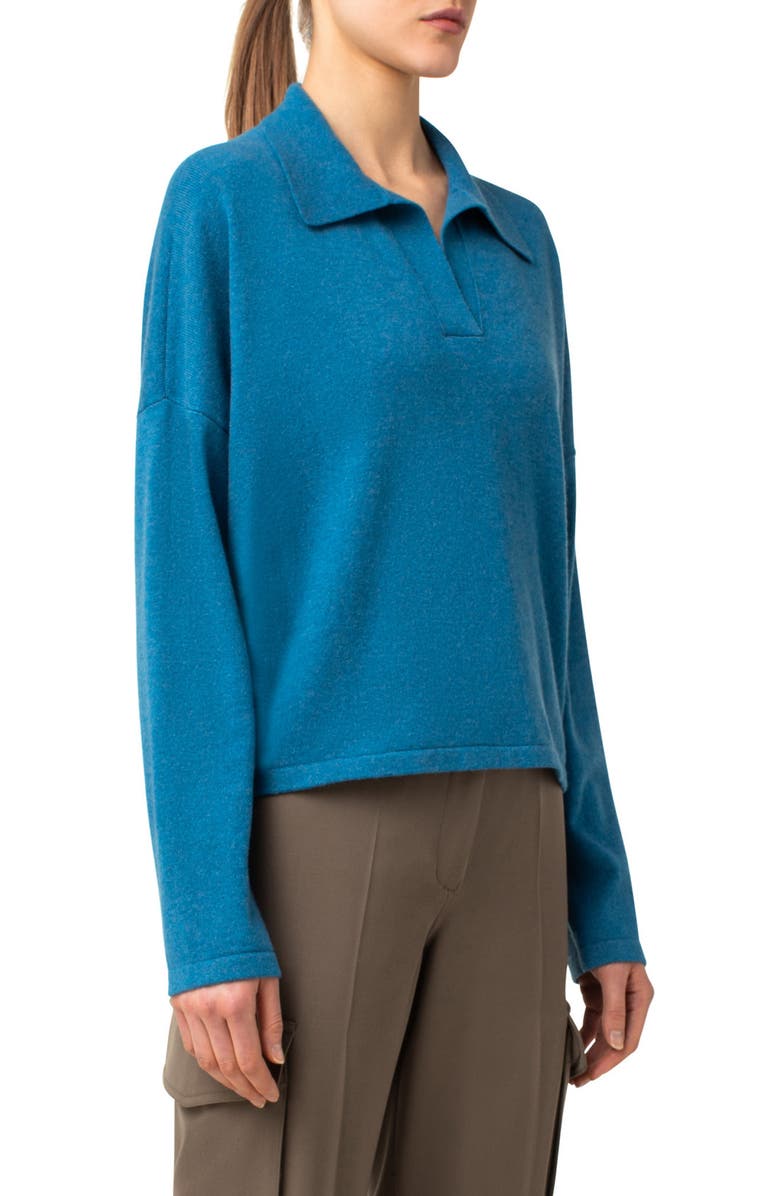Akris punto Polo Collar Cashmere Sweater, Alternate, color,