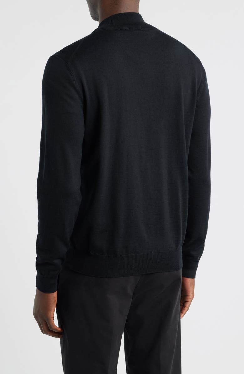 BOSS Balonso Mock Neck Wool Full Zip Cardigan, Alternate, color, Black