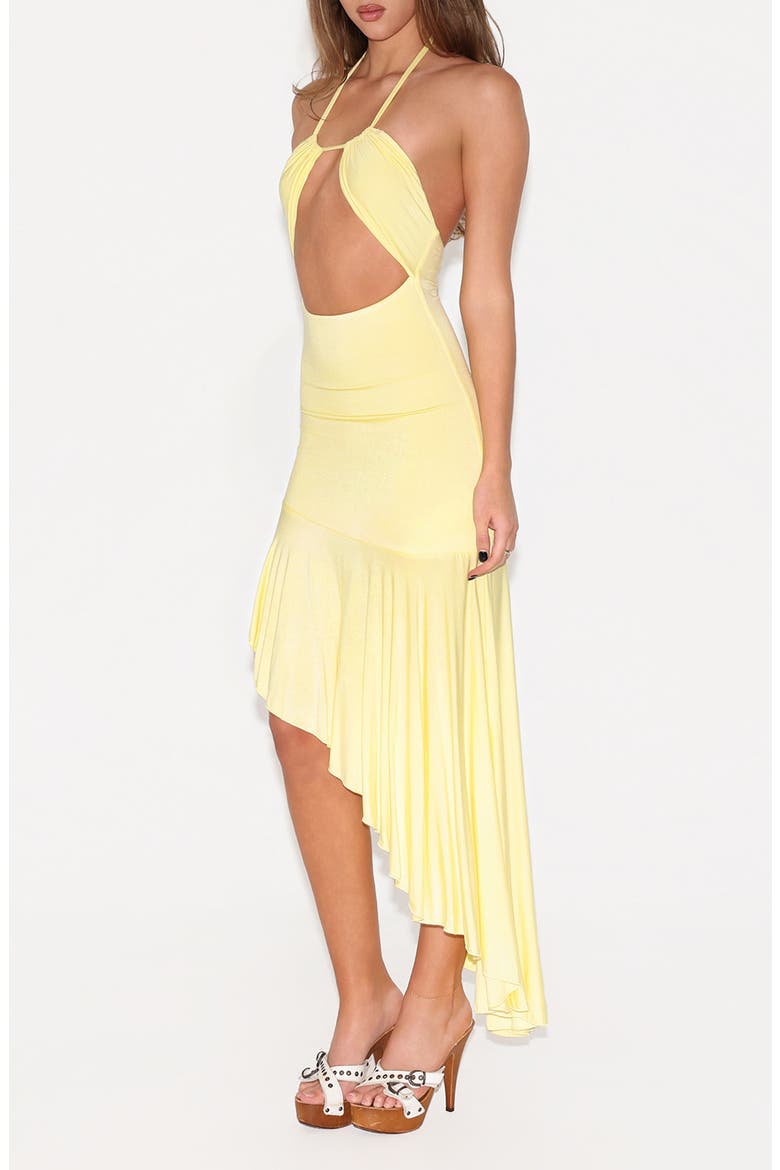 Lile Cutout Halter Midi Dress, Alternate, color, BUTTER YELLOW