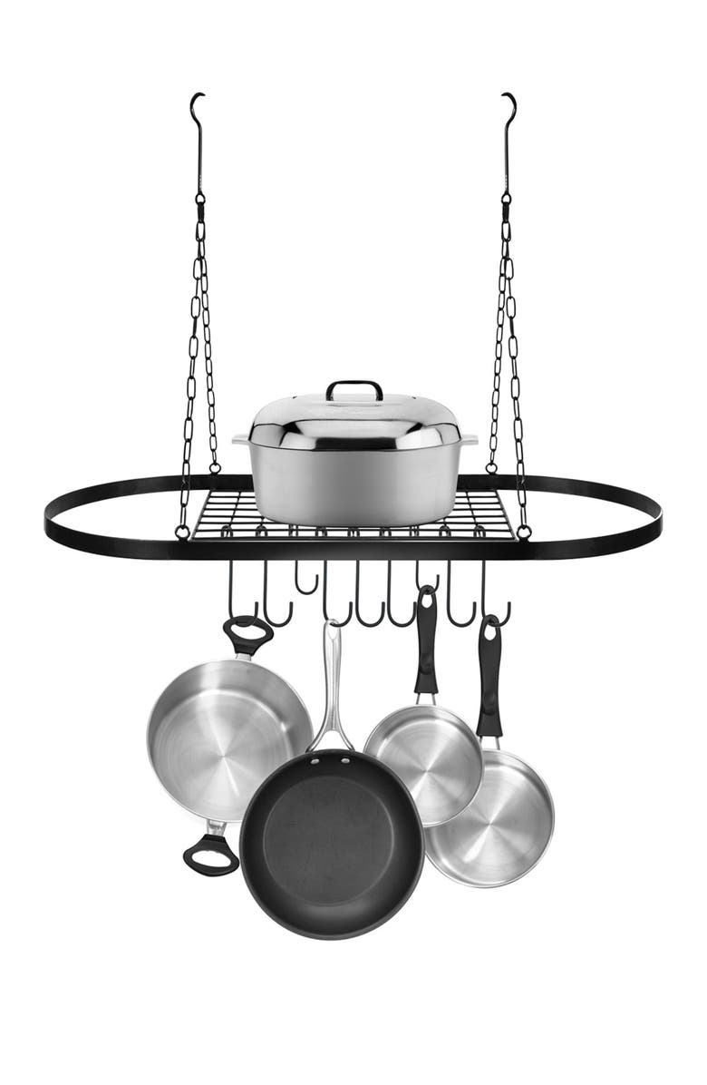 SORBUS Pot & Pan Rack for Ceiling with Hooks - Black, Main, color, 