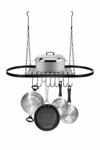 SORBUS Pot & Pan Rack for Ceiling with Hooks - Black