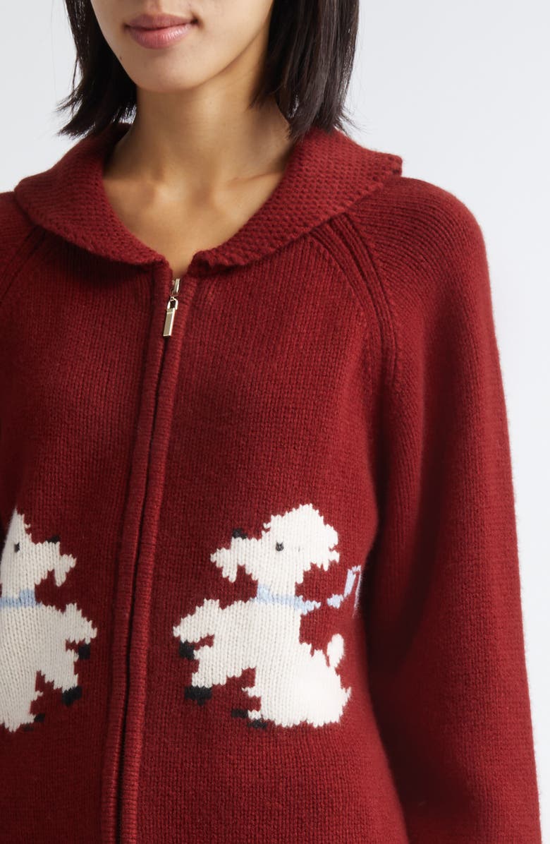 Tanner Fletcher Gender Inclusive Wellington Poodle Full Zip Wool Cardigan, Alternate, color, Oxblood