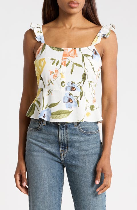 Ruffle Strap Crop Peplum Top