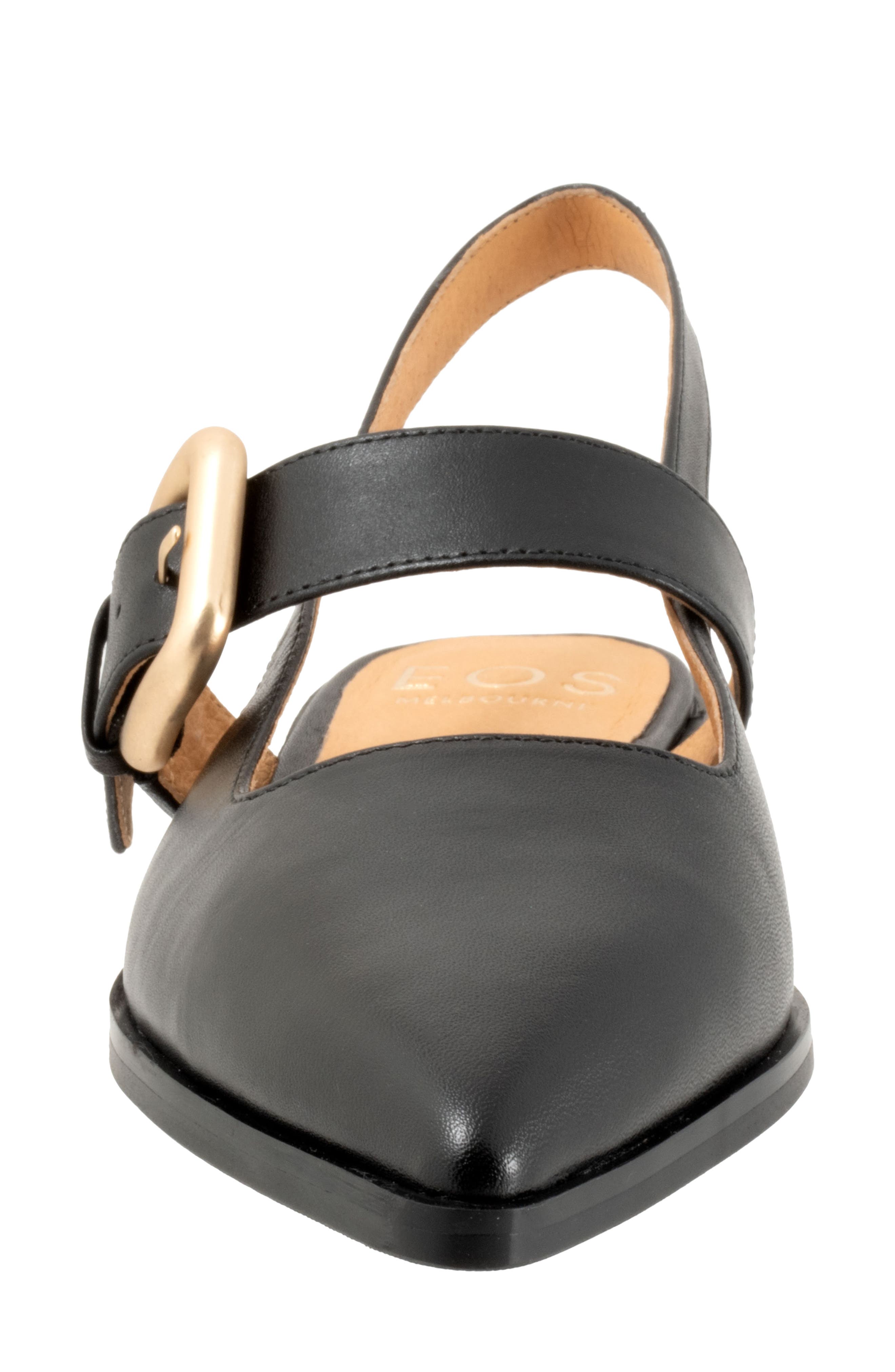 Goldie Pointed Toe Slingback Flat, Alternate, color, BLACK