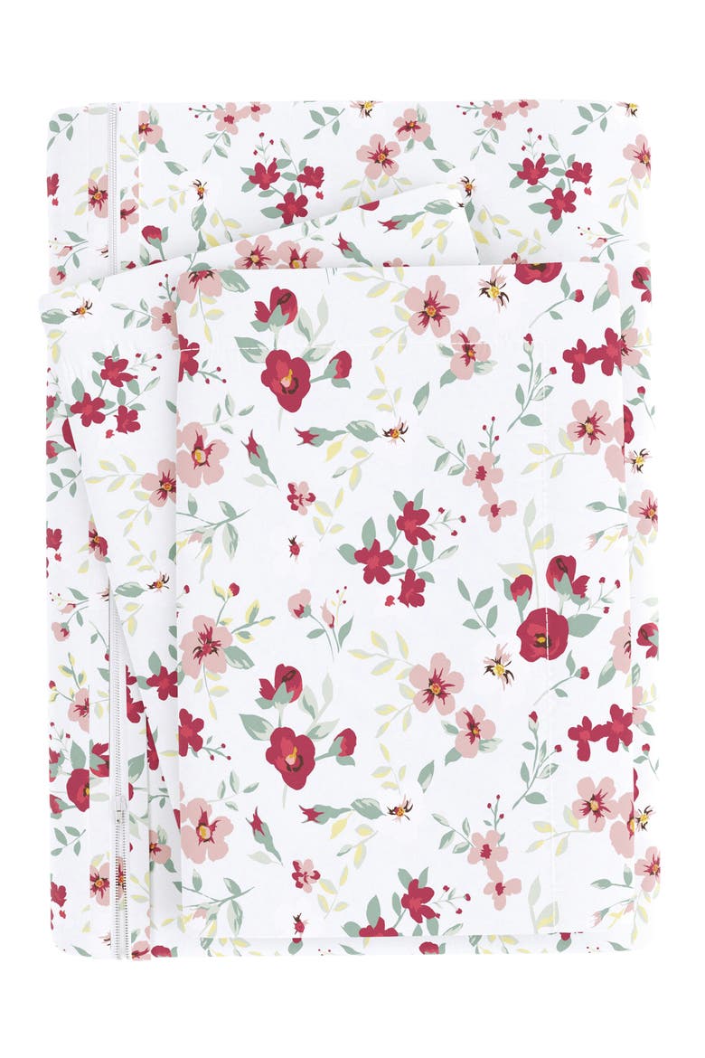 HOME SPUN Premium Ultra Soft 3-Piece Blossoms Print Duvet Cover Set, Alternate, color, PINK