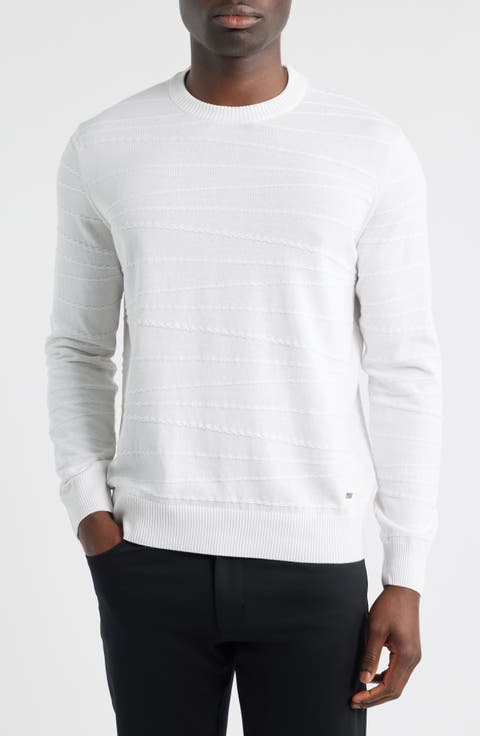 Textured Cotton & Silk Crewneck Sweater