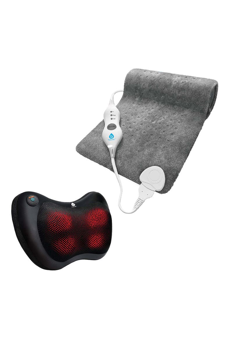 Shiatsu Massager & Heating Pad Therapy Set, Main, color, Black