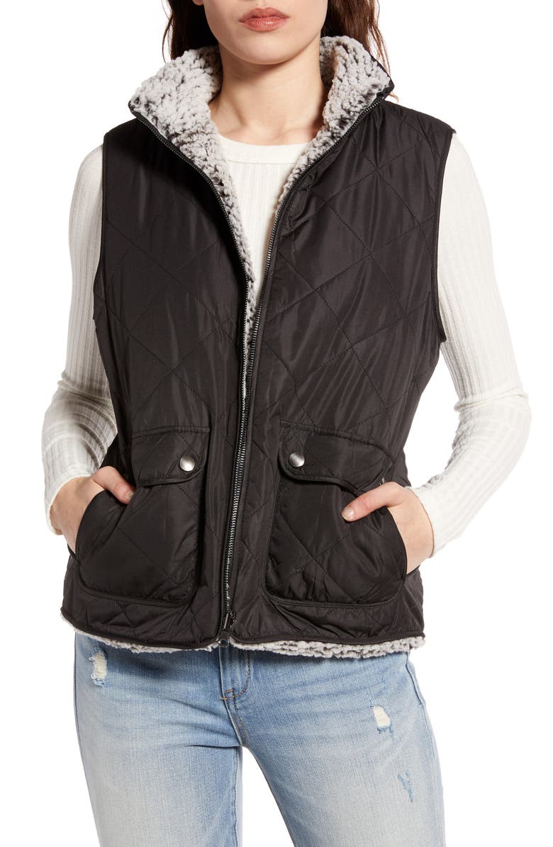 Thread & Supply Wubby Reversible Fleece Lined Quilted Vest, Main, color, 
