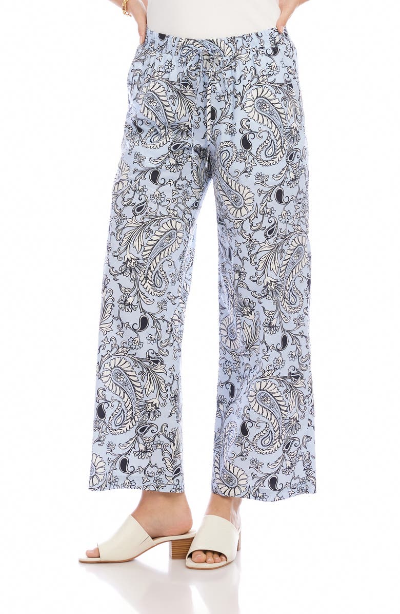 Karen Kane Crop Cotton Poplin Drawstring Pants, Main, color, Paisley