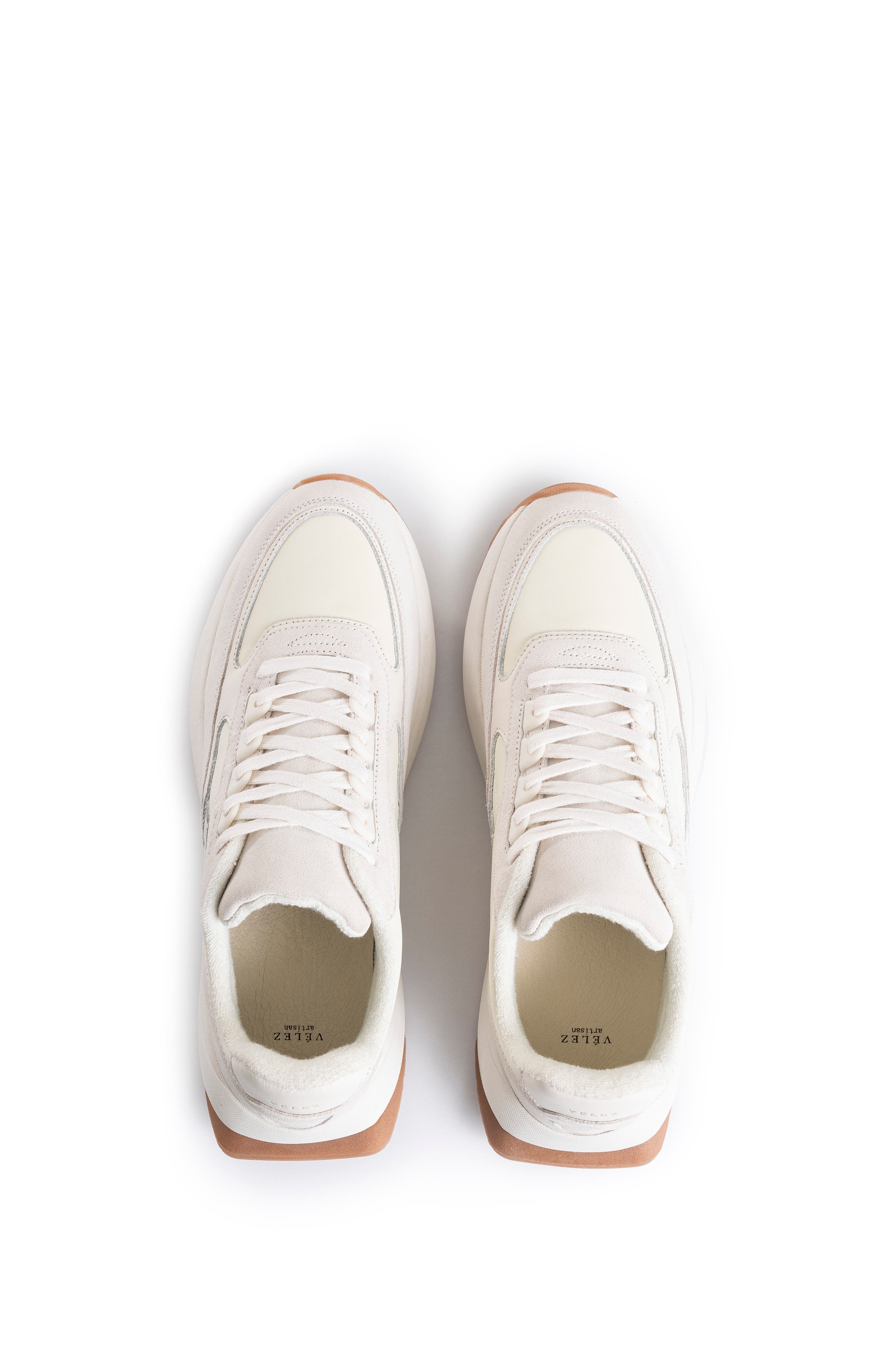 Velez Leather and Textile Sneakers Sporty Look, Alternate, color, White