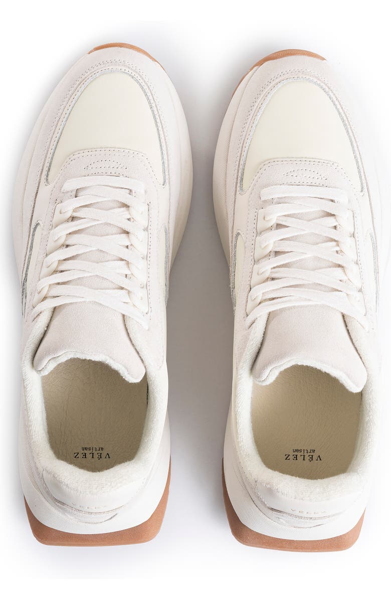 Velez Leather and Textile Sneakers Sporty Look, Alternate, color, White