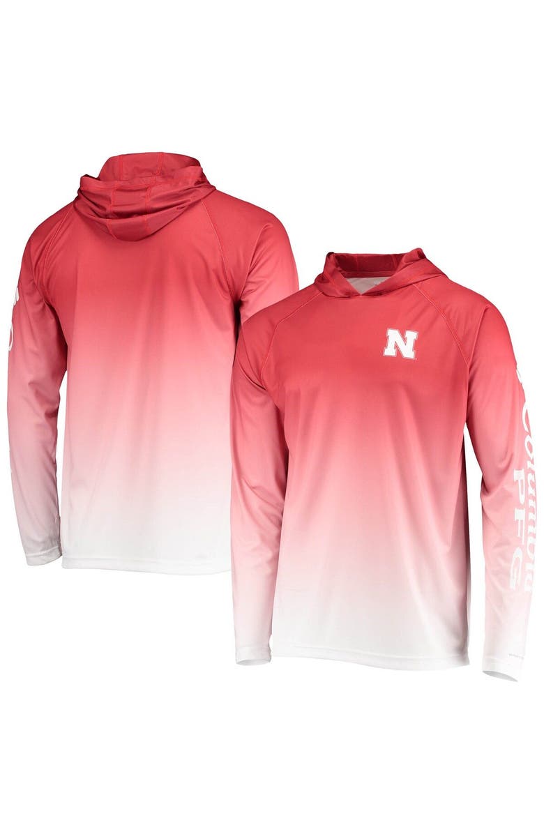 Columbia Men's Columbia PFG Scarlet Nebraska Huskers Terminal Tackle Omni-Shade UPF 50 Long Sleeve Hooded Top, Main, color, Scarlet