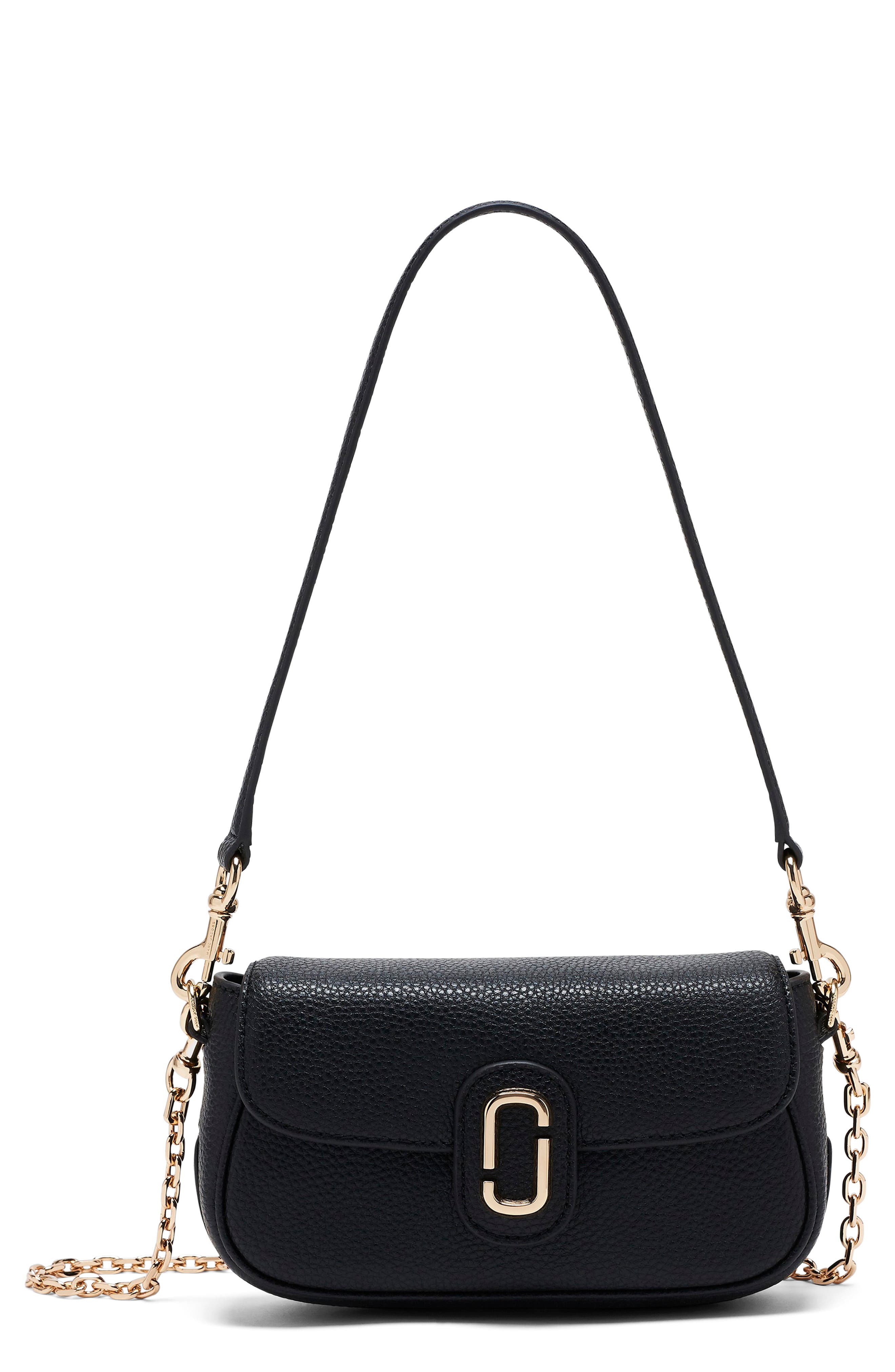 Marc Jacobs The J Marc Clover Pebble Crossbody Bag, Main, color, Black